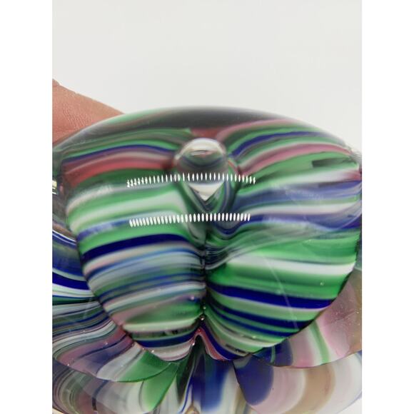 Vtg Joe Rice St Claire Hand Blown Art Glass Multi Color Ribbon Claw Paper Weight - Picture 6 of 12